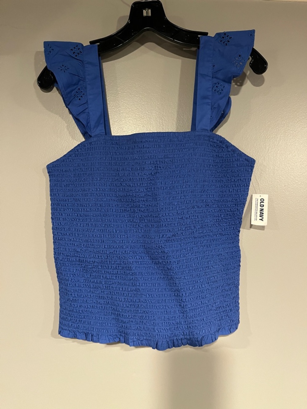 Old Navy Cobalt Blue Smocked Tank with Eyelet Ruffle Straps